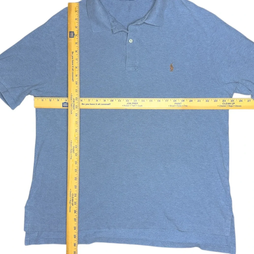 Polo Ralph Lauren Men's 1XB 100% Cotton Blue Short Sleeve Polo Shirt Brown Pony‎